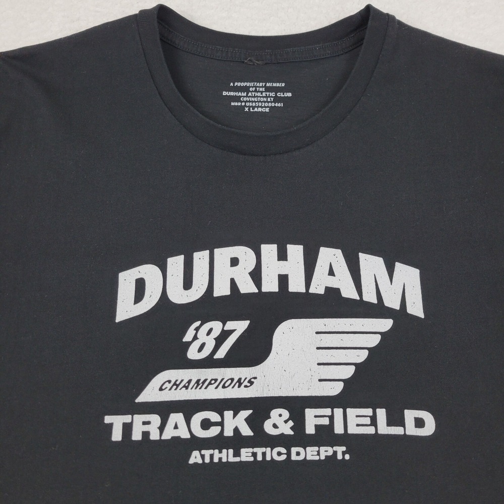 Durham Athletic Club Track & Field Short Sleeve Shirt Mens XL Black Graphic Tee